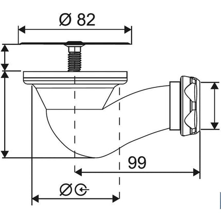 Válvula Sifónica para Plato Ducha | Orificio de 60 mm | Rejilla de ø82 mm | Salida de Ø40 mm | Junta Cónica Reductora de Ø32 mm