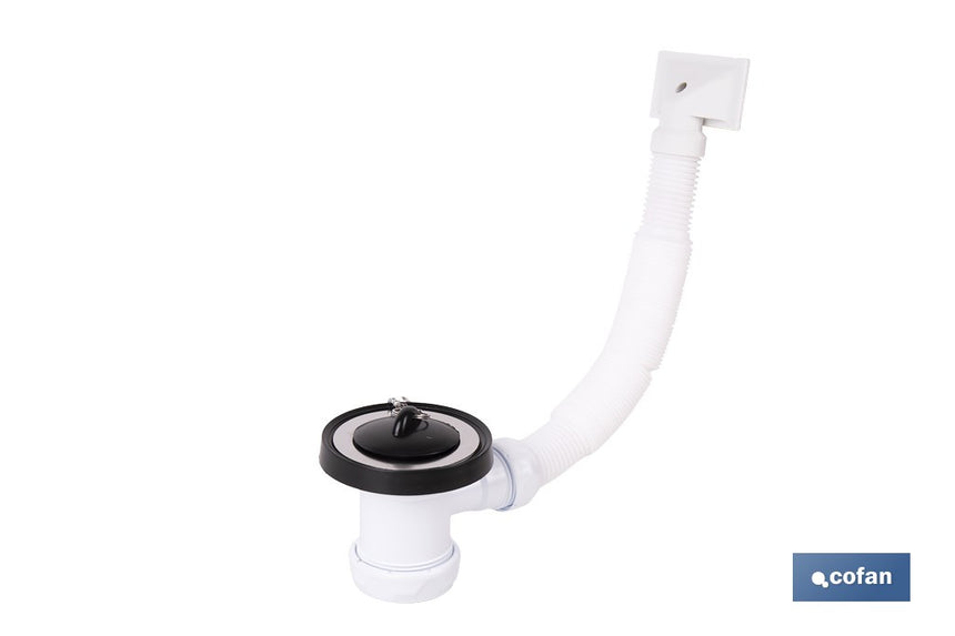 Válvula de fregadero con rebosadero flexible | Racor 1 1/2, válvula 70 mm y salida ajustable Ø32-40 mm