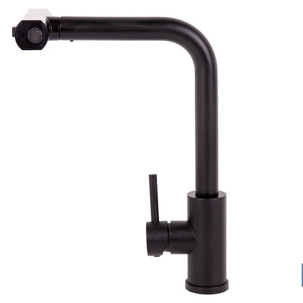 Grifo de cocina negro con 3 funciones y giro 360º | Material: acero inoxidable 304 | Cartucho cerámico de Ø35 mm