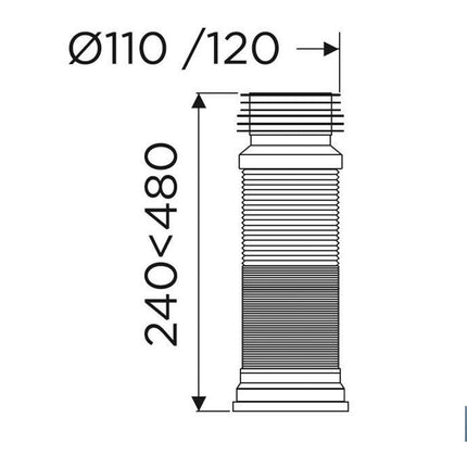 Manguito de Conexión | Extensible para Inodoro | Fabricado en Polipropileno | Salida de Ø110 - Ø120 mm
