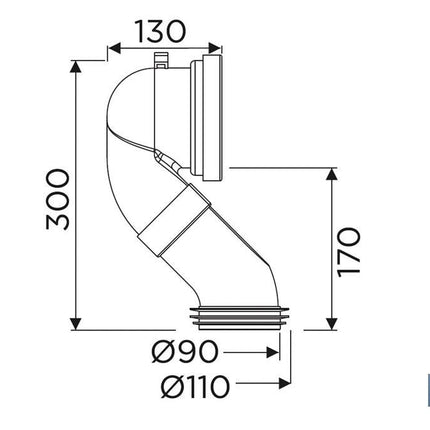 Manguito de Conexión | Manguito Acodado 45° para Inodoro | Incluye Goma Labiada Ø110 | Fabricado en Polipropileno