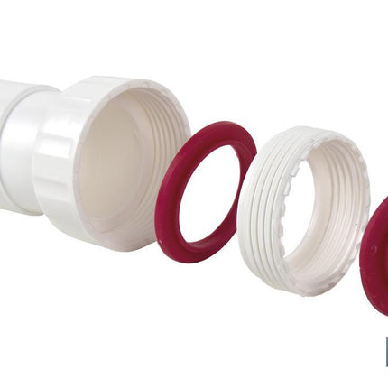 Tubo Flexible 1 1/2 con reductor 1 1/4 | Color Blanco | Medidas 330-690 mm | Para válvulas de lavabo-bidé o fregadero.
