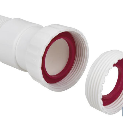 Tubo Flexible 1 1/2 con reductor 1 1/4 | Color Blanco | Medidas 330-690 mm | Para válvulas de lavabo-bidé o fregadero.