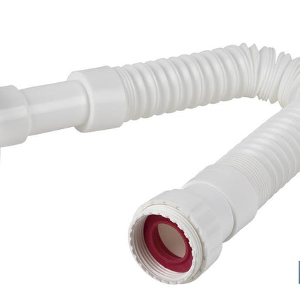 Tubo Flexible 1 1/2 con reductor 1 1/4 | Color Blanco | Medidas 330-690 mm | Para válvulas de lavabo-bidé o fregadero.