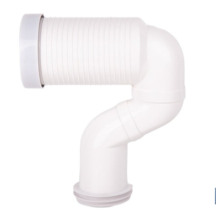 Manguito de conexión acodado excéntrico 45° | Conexión recortable con goma labiada | Compatible con tuberías de evacuación de Ø90 y Ø110 mm