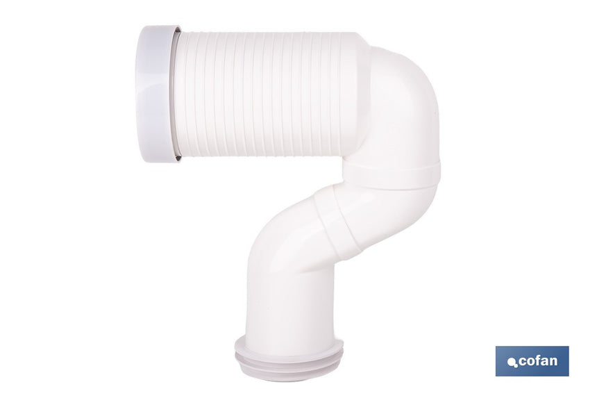 Manguito de conexión acodado excéntrico 45° | Conexión recortable con goma labiada | Compatible con tuberías de evacuación de Ø90 y Ø110 mm