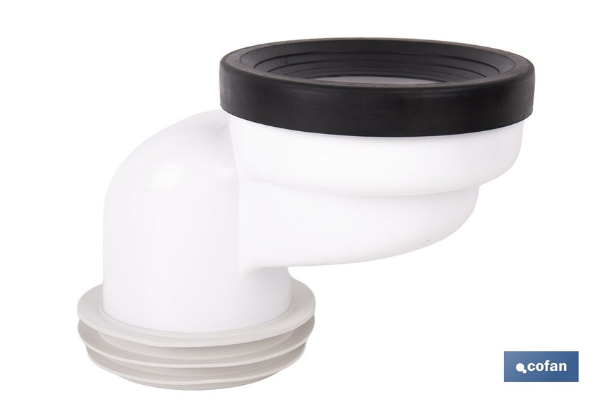 Manguito súper excéntrico para inodoro con junta de goma | Compatible con tuberías de Ø90 y Ø110 mm