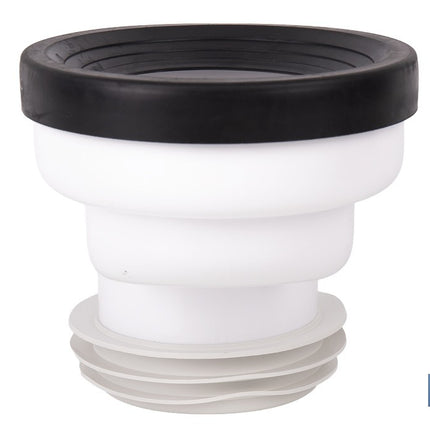 Manguito súper excéntrico para inodoro con junta de goma | Compatible con tuberías de Ø90 y Ø110 mm