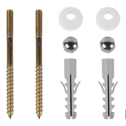 Conjunto de Tornillos Verticales | Fijación para el Inodoro | M5 x 75 | Compuesto de Dos Tornillos, Tapones y Tacos