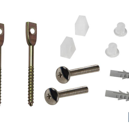 Conjunto de Tornillos Horizontales | Fijación para el Inodoro | M5 x 75 | Compuesto de Dos Tornillos, Tapones y Tacos