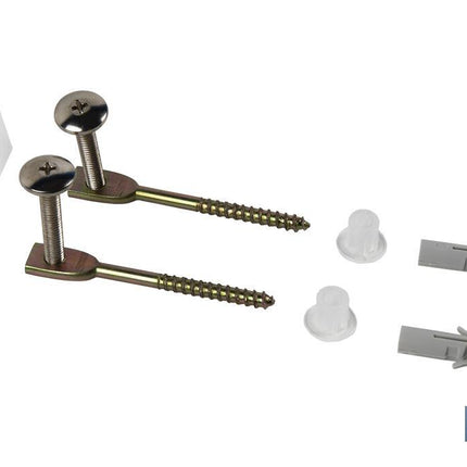 Conjunto de Tornillos Horizontales | Fijación para el Inodoro | M5 x 75 | Compuesto de Dos Tornillos, Tapones y Tacos