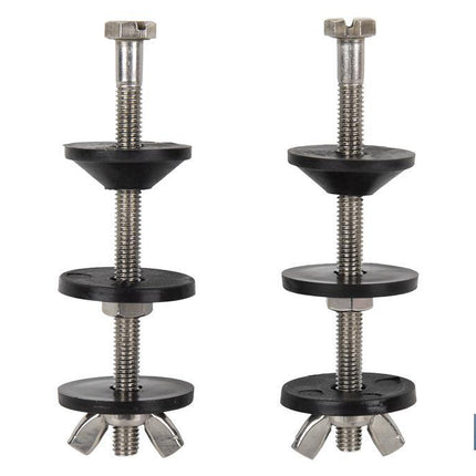 Conjunto de Tornillos | Fijación de Taza o Cisterna | M6 x 90 | Compuesto de 2 tornillos, Arandelas, Juntas y Palomillas