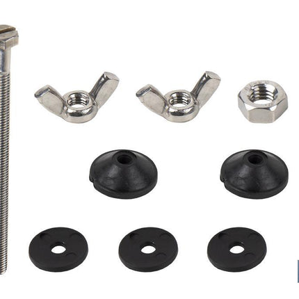 Conjunto de Tornillos | Fijación de Taza o Cisterna | M6 x 90 | Compuesto de 2 tornillos, Arandelas, Juntas y Palomillas