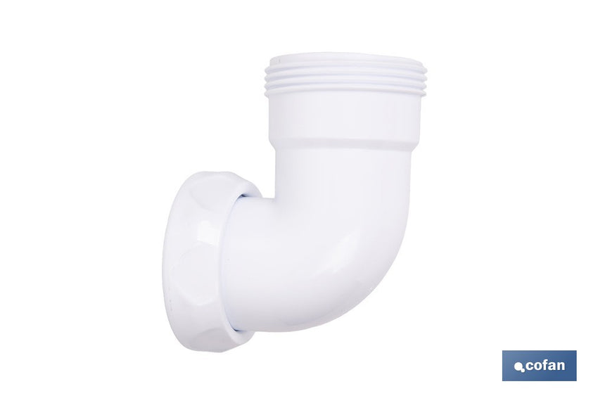 Codo rosca 1 1/2 con valona y tuerca loca | Adecuado para lavabos y fregaderos | Compatible con sifones estándar 1 1/2