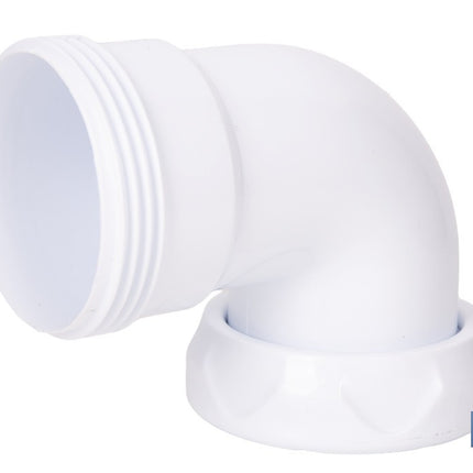 Codo rosca 1 1/2 con valona y tuerca loca | Adecuado para lavabos y fregaderos | Compatible con sifones estándar 1 1/2