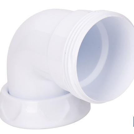 Codo rosca 1 1/2 con valona y tuerca loca | Adecuado para lavabos y fregaderos | Compatible con sifones estándar 1 1/2