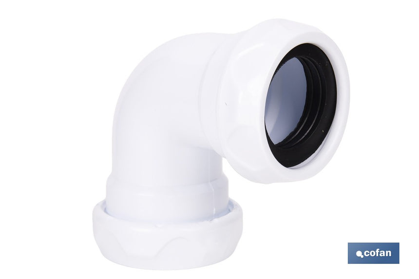 Codo con doble entrada roscada 1 1/2 | Incluye junta reductora cónica | Compatible con tuberías de Ø32 y Ø40 mm | Adecuado para lavabos y fregaderos