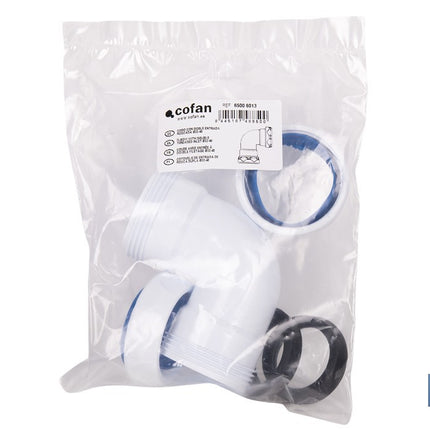 Codo con doble entrada roscada 1 1/2 | Incluye junta reductora cónica | Compatible con tuberías de Ø32 y Ø40 mm | Adecuado para lavabos y fregaderos