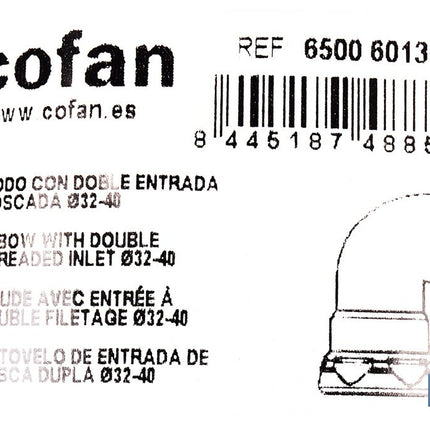 Codo con doble entrada roscada 1 1/2 | Incluye junta reductora cónica | Compatible con tuberías de Ø32 y Ø40 mm | Adecuado para lavabos y fregaderos