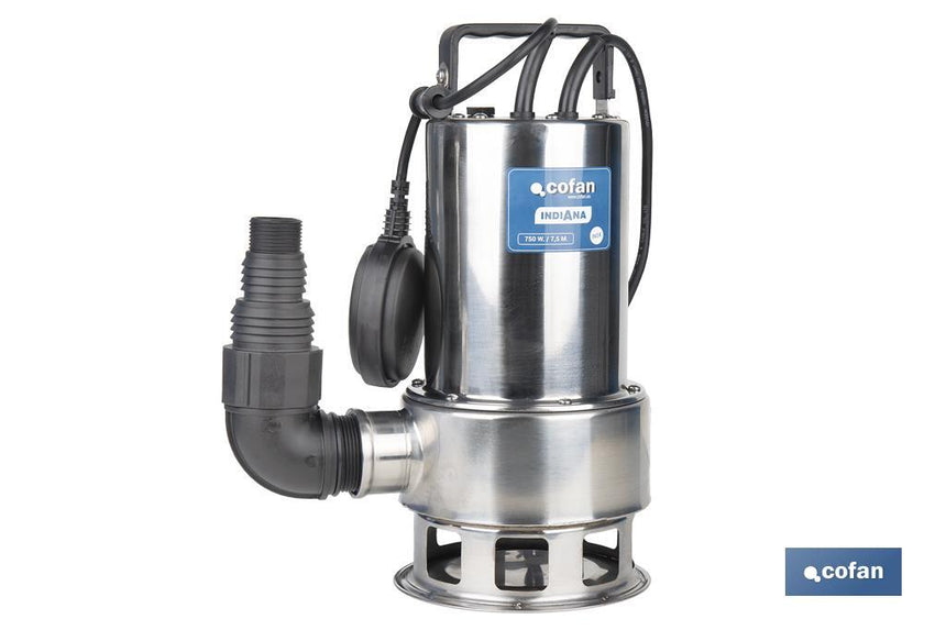 Electrobomba sumergible para aguas sucias | Potencia: 750 W | Caudal máximo: 13000l/h | 7 m de inmersión | Interruptor de flotador