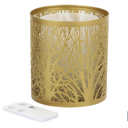 Difusor cilíndrico para aromaterapia | Capacidad de 100 ml | Forma cilíndrica con árboles en color dorado
