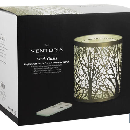Difusor cilíndrico para aromaterapia | Capacidad de 100 ml | Forma cilíndrica con árboles en color dorado