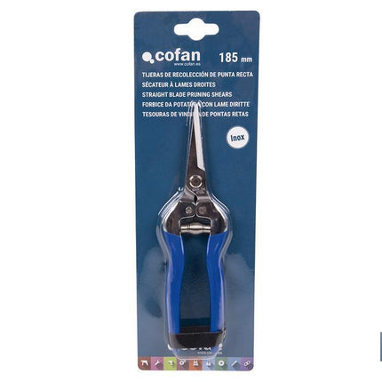 Tijeras de recolección con punta recta de acero inoxidable y longitud total de 185 mm | Especiales para jardinería