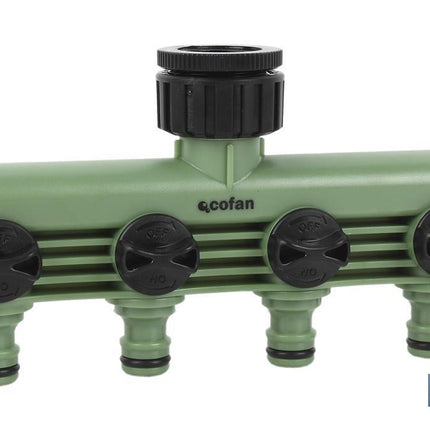 Colector de riego | Con 4 salidas ajustables para mangueras de Jardín | Con adaptador de grifo