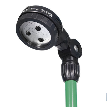 Ducha de jardín con trípode | Altura regulable | 2 funciones: ducha y nebulización | Conector universal incluido | Altura máxima: 162 cm