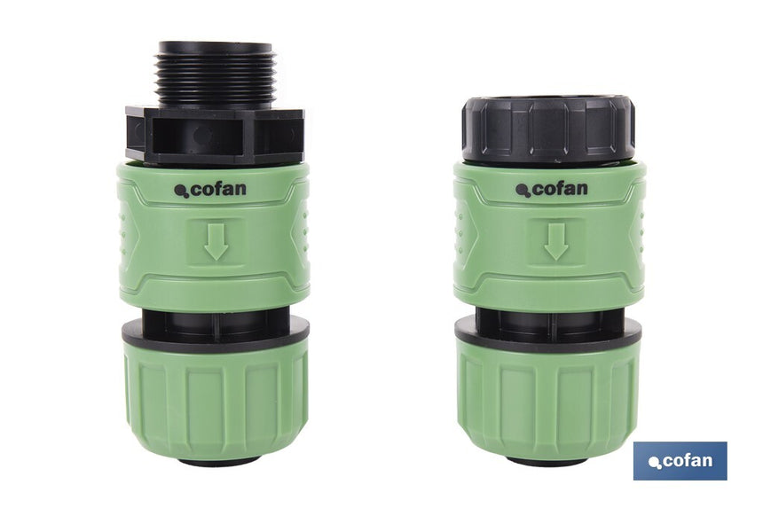 Racor reparador de mangueras de jardín | Conector de ABS | Resistente a UV | Conexión rápida y sencilla | Enlace reparador de 1 Ø25 mm