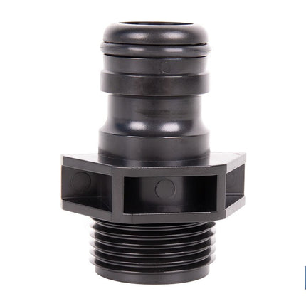Adaptador de polipropileno con rosca macho antifugas | Ligero y resistente | Adecuado para riego y mangueras | Disponible para salidas de 3/4 y 1