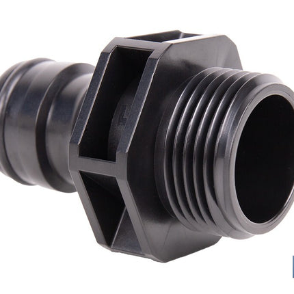 Adaptador de polipropileno con rosca macho antifugas | Ligero y resistente | Adecuado para riego y mangueras | Disponible para salidas de 3/4 y 1