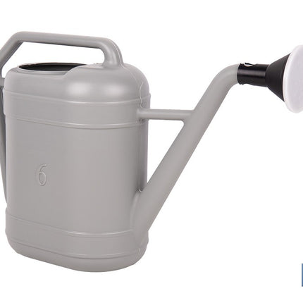 Regadera gris con cabezal desmontable de HDPE | Resistente, ligera 100 % reciclable con capacidad de 6 litros