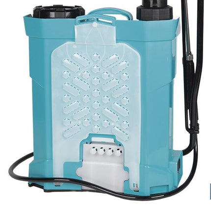 Pulverizador de espalda | Funcionamiento eléctrico y manual | Capacidad: 16 litros | Batería de Li-Ion 12 V | Lanza 60 cm | 4 boquillas | Correas acolchadas