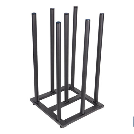 Expositor vertical para 7 rollos de hules | Estructura metálica resistente | Color: negro | Organización eficiente