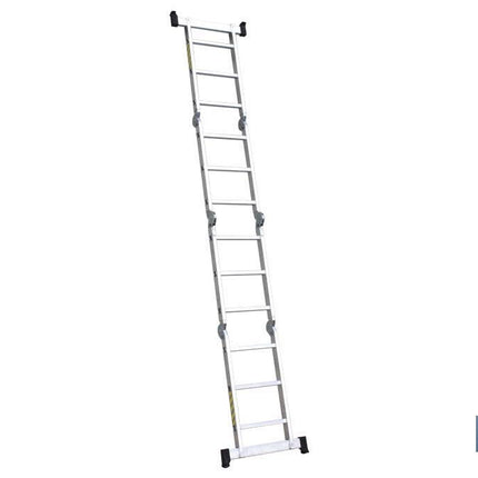Escalera aluminio multiusos | Con 4 x 3 peldaños y 3,25 metros de longitud | Normativa EN 131 y 150 kilos