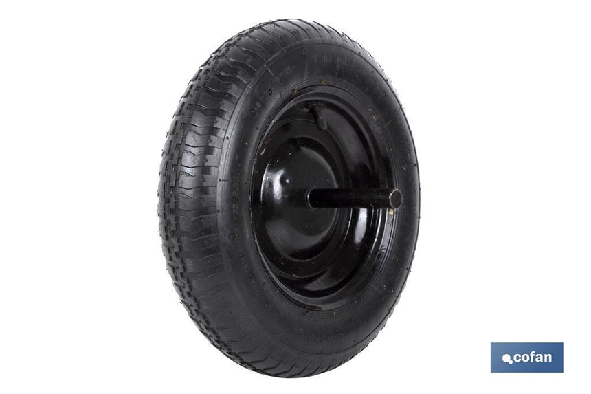 Rueda para carretilla de obra Neumática con Varillas | Ø del eje en 20 mm | Diámetro rueda Ø 370 mm | Peso máximo 120 kg