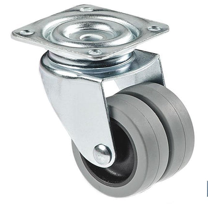 Rueda doble de polipropileno con placa de 60 mm | Diámetro de 50 mm | Para pesos de hasta 70 kg
