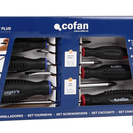 Caja de 3 destornilladores planos y 3 destornilladores Phillips | Modelo Comfort plus