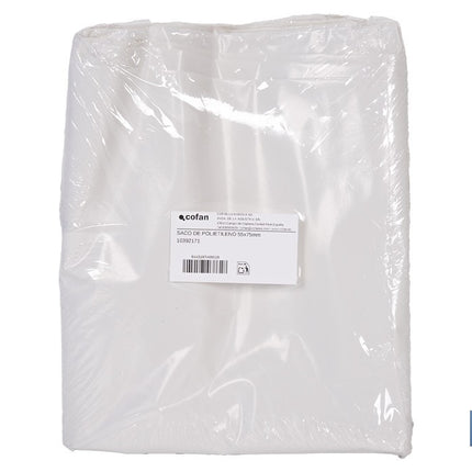 Pack de 10 sacos de polietileno blanco impermeable | Galga 300 | Grosor: 75 micras | Medidas: 55 x 75 cm