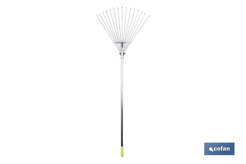 Escoba plegable de metal | Con 15 púas | Metálica | Recoge hojas | Ideal para jardín y agricultura