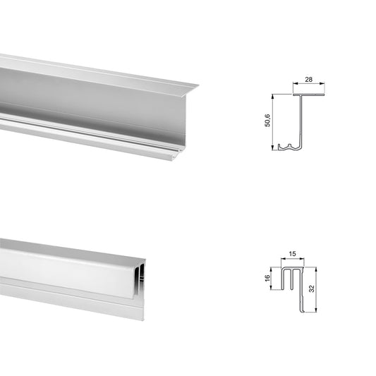 Sistema corredero para armario 2 puertas colgadas Neco con perfiles Styl