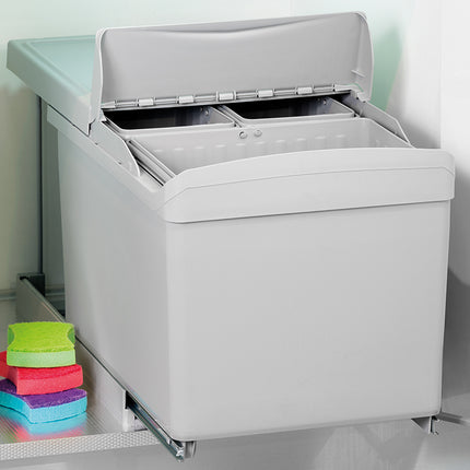 Contenedores de reciclaje para cocina, 1 x 16L + 2 x 7,5L, fijación inferior y extracción automática