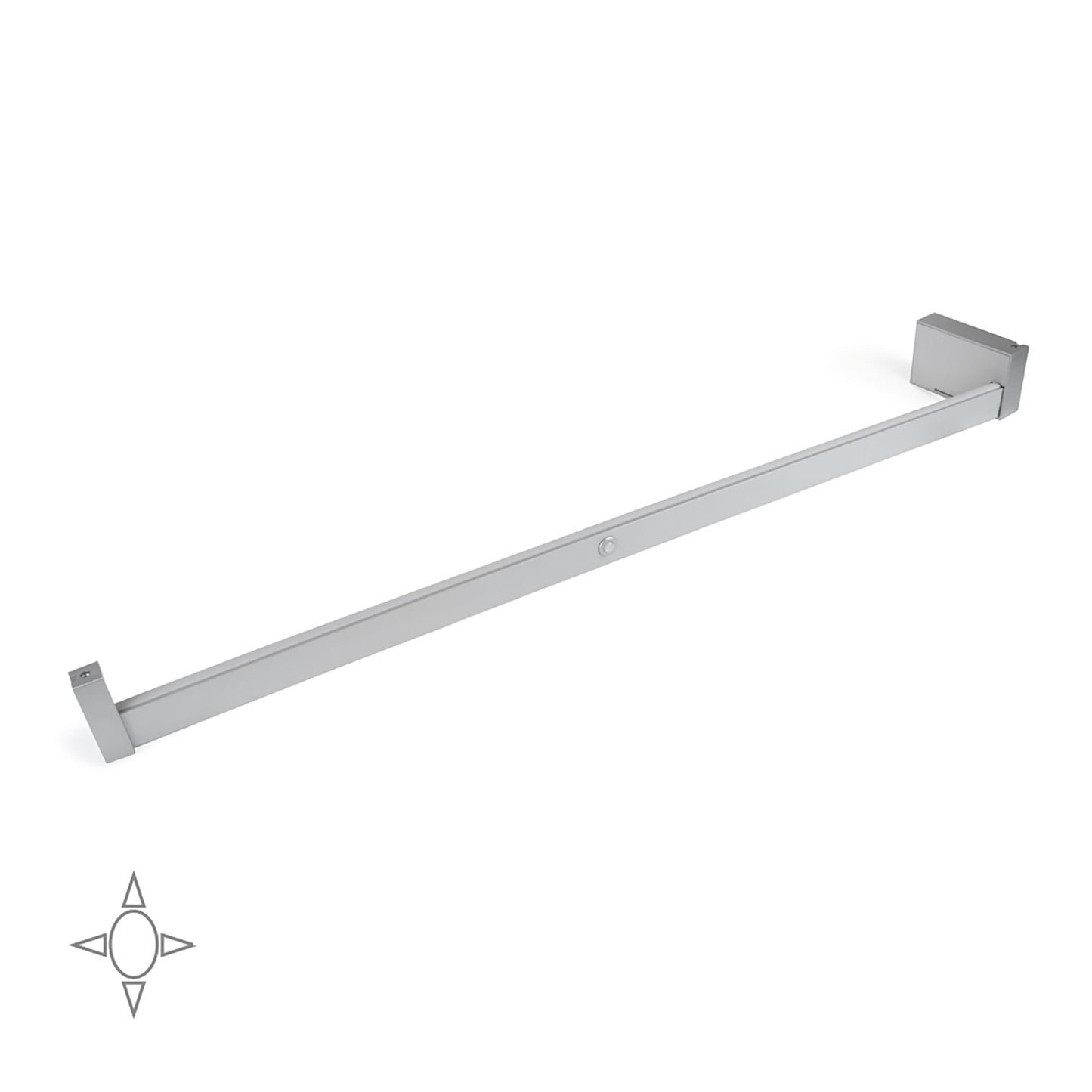 Castor LED closet rail with light, removable battery and motion sensor, painted mocha/anodized