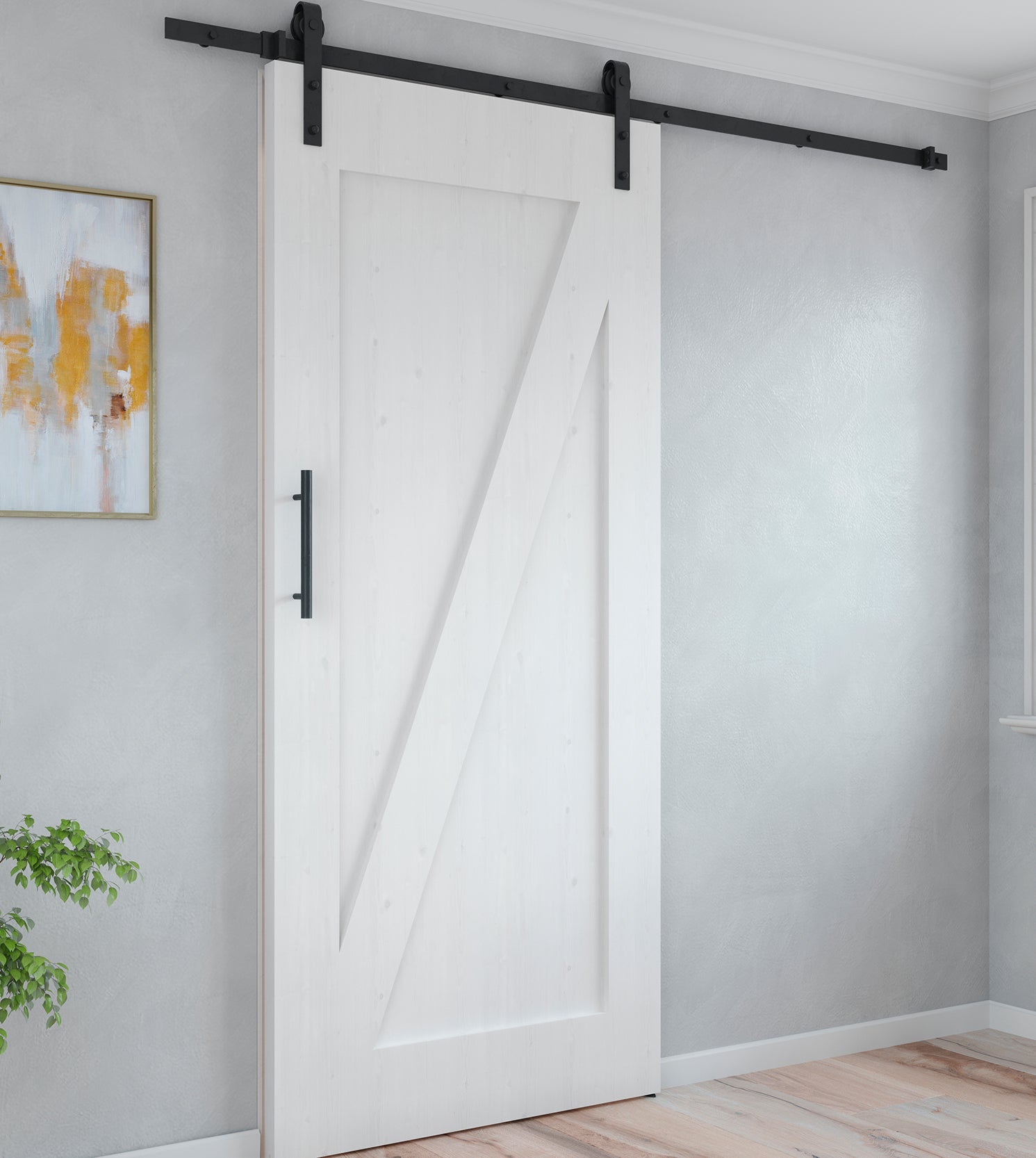 Sistema Barn para puertas correderas colgadas de madera