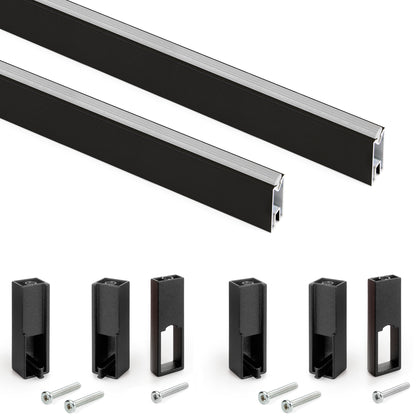 Luxe Closet Rod Kit, 0.75m, Textured Black Paint, Aluminum and Plastic, 1 Kit 