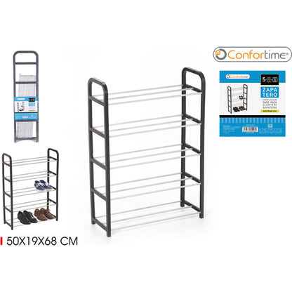 2 METAL SHOE RACKS 5 TIERS 50X19X68CM CONFORTIME