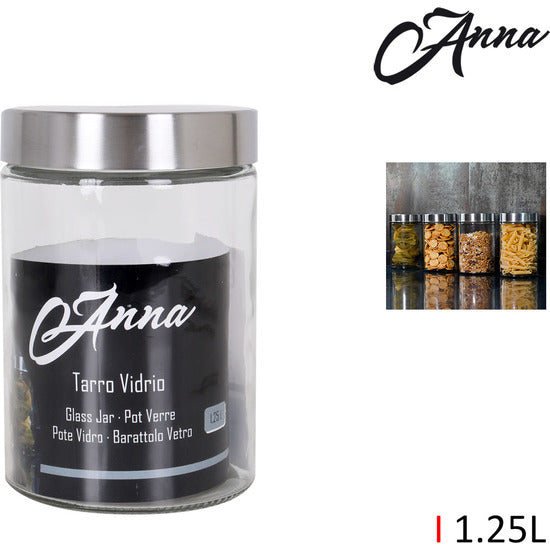 GLASS JAR WITH STEEL LID 1.25LT. ANNA