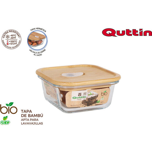 QUTTIN SQUARE LUNCH BOX WITH BAMBOO LID 12X12CM