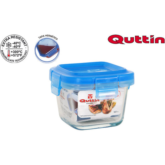 QUTTIN SQUARE LUNCH BOX WITH BLUE LID 9X9X68